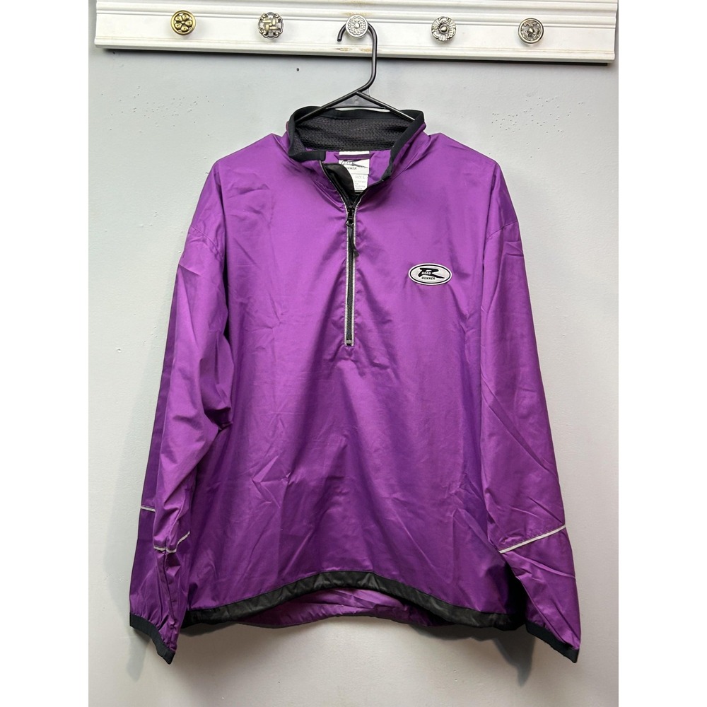 Road Runner Jacket Womens Large Purple Half Zip Windbreaker Running Reflective
